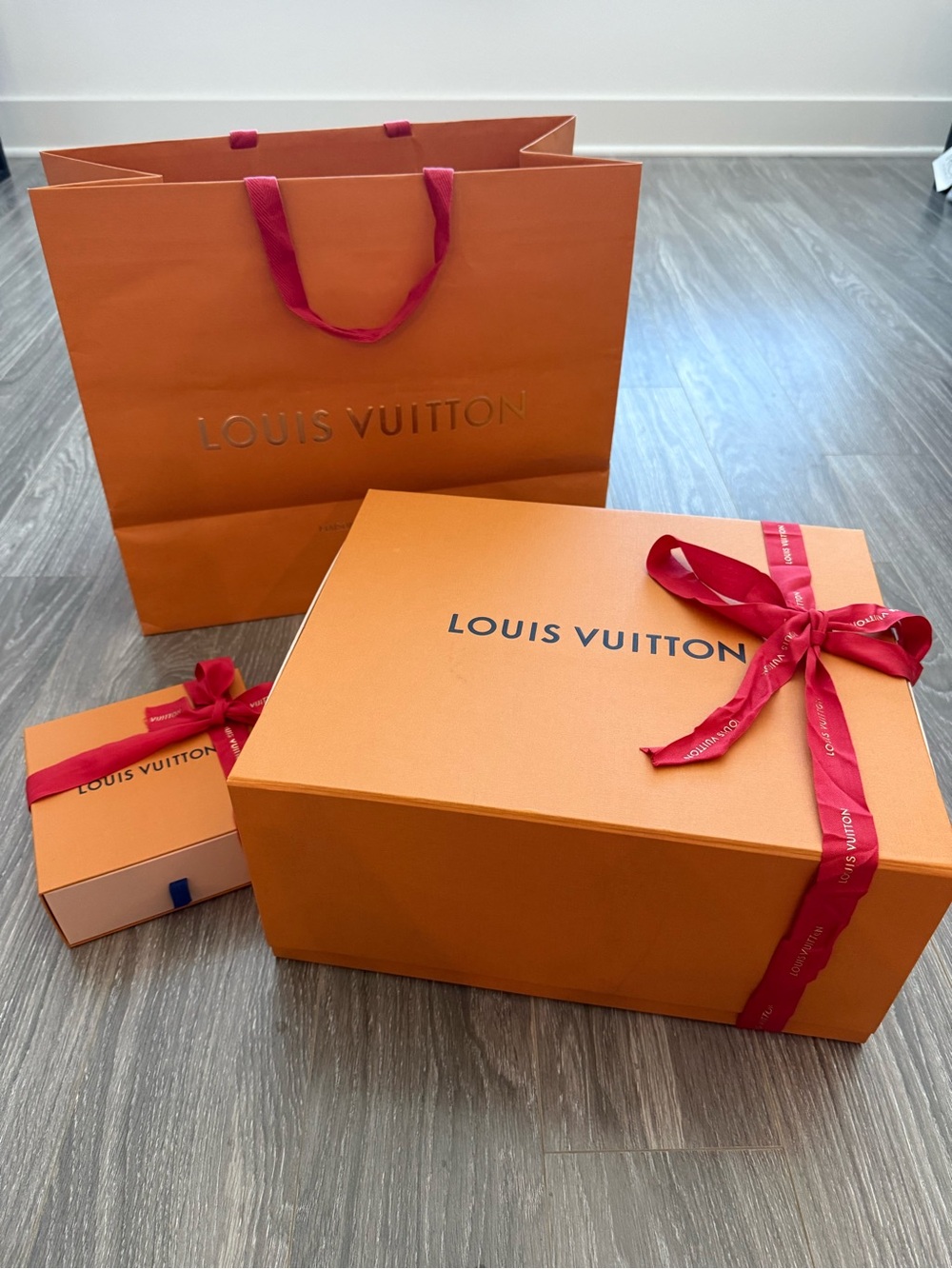 Louis Vuitton Gift Bag and Storage Boxes with ribbons